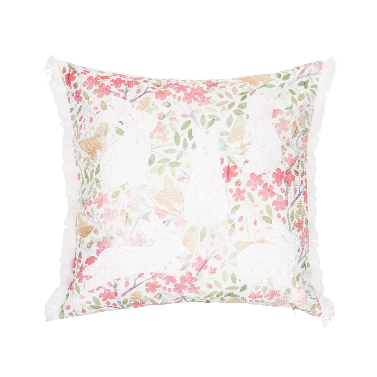 Spring Silhouette Easter Bunnies Rabbits Accent Throw Pillow, 18" x 18"